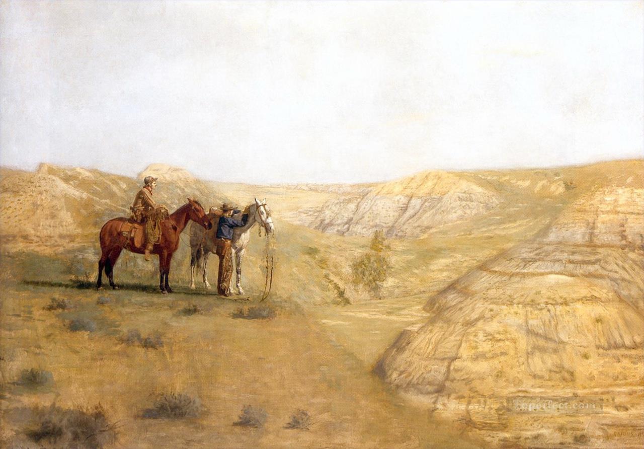 cowboys in the bad lands 1888 Oil Paintings